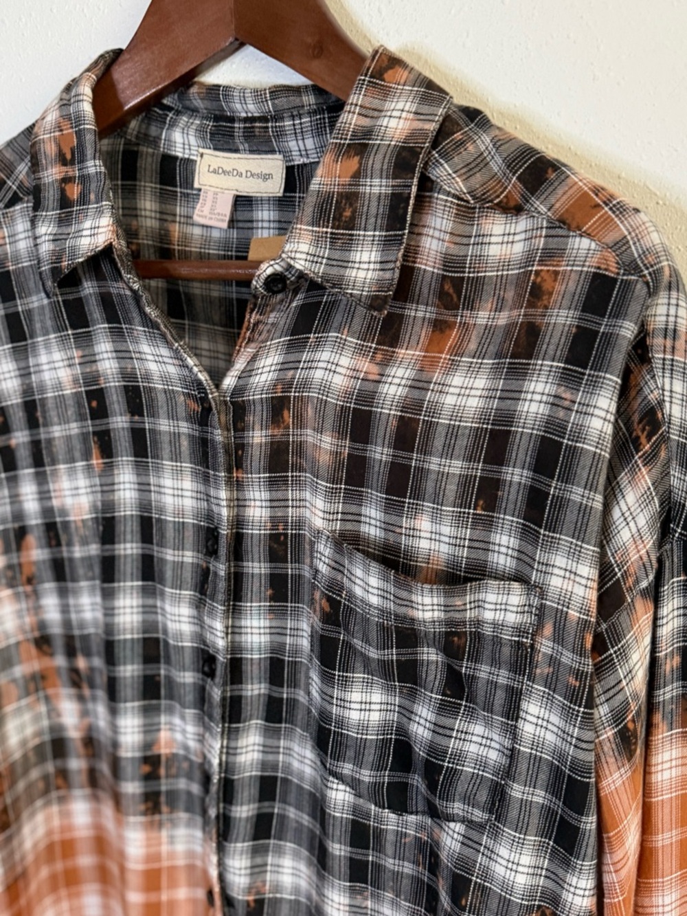 LaDeeDa Design Upcycled Plaid Flannel Shirt XS Hand Reworked One of a Kind - Picture 5 of 7